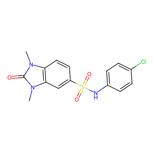 N-(4-chlorophenyl)-1,3-dimethyl-2-oxo-2,3-dihydro-1H-benzimidazole-5-sulfonamide structure