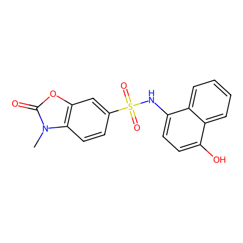 N-(4-Hydroxynaphthalen-1-yl)-3-methyl-2-oxo-2,3-dihydrobenzo[d]oxazole-6-sulfonamide structure