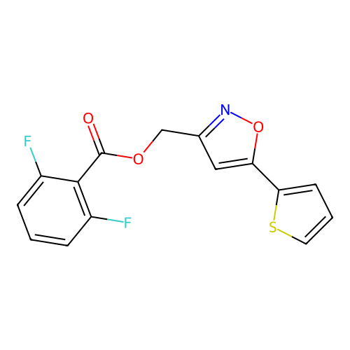 (5-(Thiophen-2-yl)isoxazol-3-yl)methyl 2,6-difluorobenzoate structure