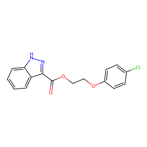 2-(4-chlorophenoxy)ethyl 1H-indazole-3-carboxylate structure