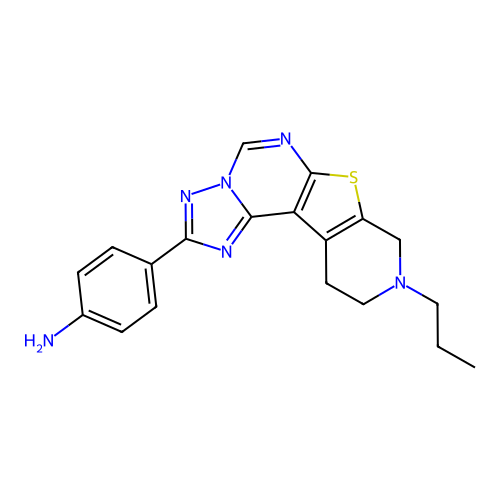 4-(9-propyl-8,9,10,11-tetrahydropyrido[4',3':4,5]thieno[3,2-e][1,2,4]triazolo[1,5-c]pyrimidin-2-yl)aniline structure