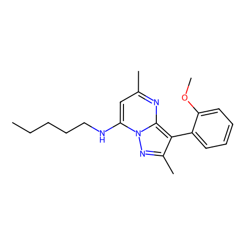 3-(2-methoxyphenyl)-2,5-dimethyl-N-pentylpyrazolo[1,5-a]pyrimidin-7-amine structure