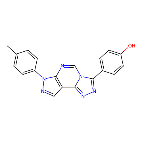 4-(7-(p-tolyl)-7H-pyrazolo[4,3-e][1,2,4]triazolo[4,3-c]pyrimidin-3-yl)phenol structure