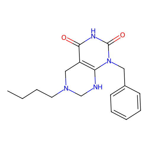 1-benzyl-6-butyl-2-hydroxy-5,6,7,8-tetrahydropyrimido[4,5-d]pyrimidin-4(1H)-one structure