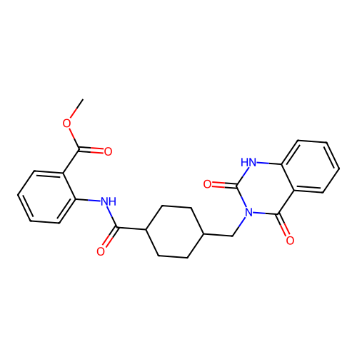 Methyl 2-[[4-[(2,4-dioxo-1H-quinazolin-3-yl)methyl]cyclohexanecarbonyl]amino]benzoate structure