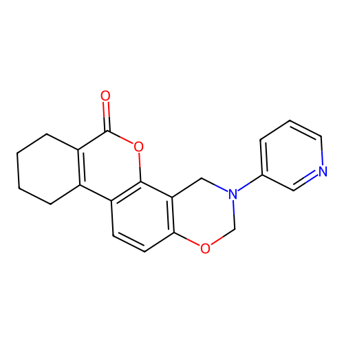 3-pyridin-3-yl-2,4,7,8,9,10-hexahydroisochromeno[3,4-f][1,3]benzoxazin-6-one structure