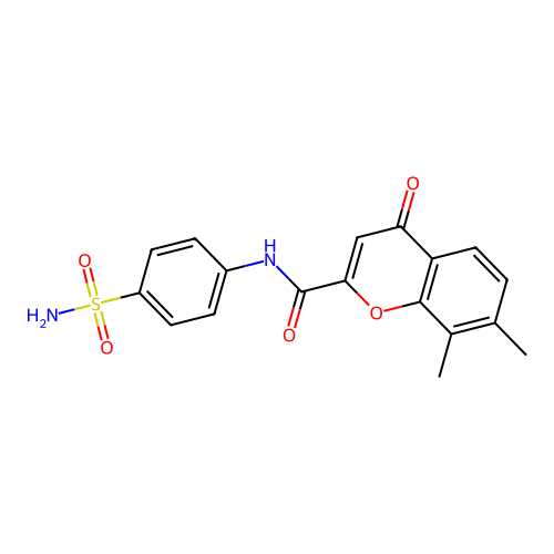 7,8-dimethyl-4-oxo-N-(4-sulfamoylphenyl)-4H-chromene-2-carboxamide structure