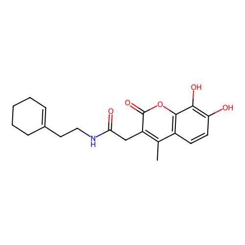 N-[2-(cyclohexen-1-yl)ethyl]-2-(7,8-dihydroxy-4-methyl-2-oxochromen-3-yl)acetamide structure