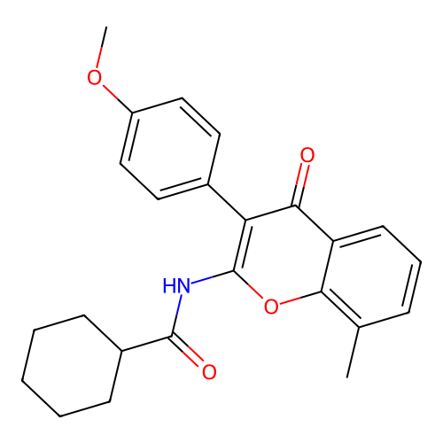 N-(3-(4-methoxyphenyl)-8-methyl-4-oxo-4H-chromen-2-yl)cyclohexanecarboxamide structure