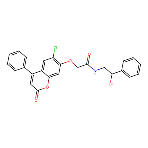 2-((6-chloro-2-oxo-4-phenyl-2H-chromen-7-yl)oxy)-N-(2-hydroxy-2-phenylethyl)acetamide structure
