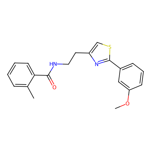 N-{2-[2-(3-methoxyphenyl)-1,3-thiazol-4-yl]ethyl}-2-methylbenzamide structure