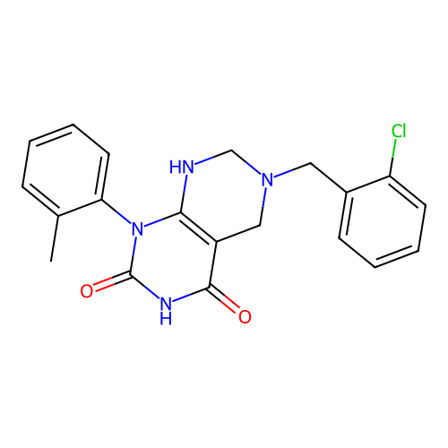 6-(2-chlorobenzyl)-1-(o-tolyl)-5,6,7,8-tetrahydropyrimido[4,5-d]pyrimidine-2,4(1H,3H)-dione structure