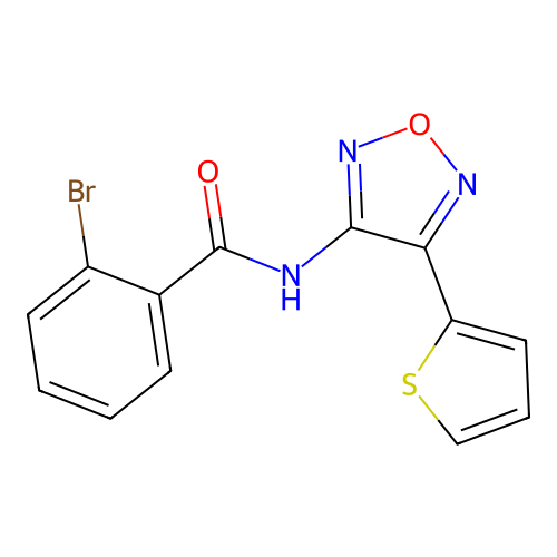 2-bromo-N-[4-(thiophen-2-yl)-1,2,5-oxadiazol-3-yl]benzamide structure