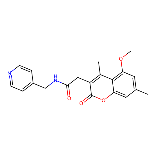 2-(5-methoxy-4,7-dimethyl-2-oxo-2H-chromen-3-yl)-N-(pyridin-4-ylmethyl)acetamide structure