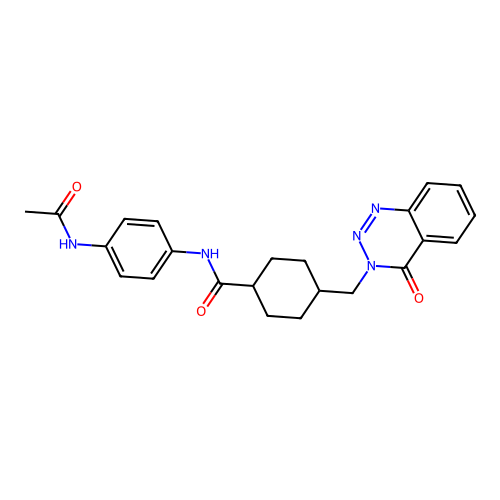 N-(4-acetamidophenyl)-4-[(4-oxo-1,2,3-benzotriazin-3-yl)methyl]cyclohexane-1-carboxamide structure