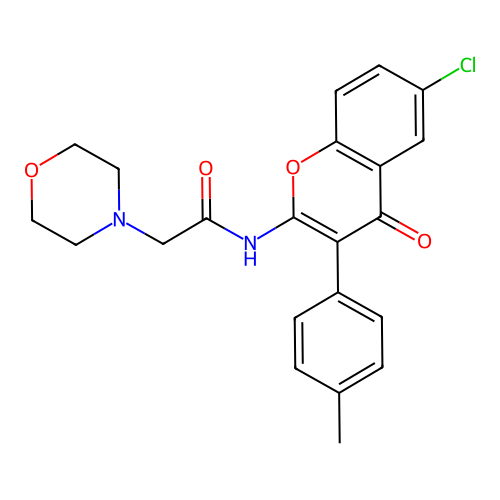 N-(6-chloro-4-oxo-3-(p-tolyl)-4H-chromen-2-yl)-2-morpholinoacetamide structure