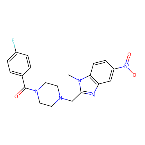 (4-fluorophenyl)-[4-[(1-methyl-5-nitrobenzimidazol-2-yl)methyl]piperazin-1-yl]methanone structure