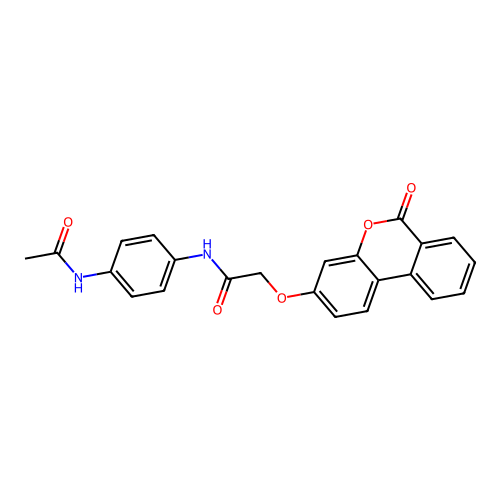 N-[4-(acetylamino)phenyl]-2-[(6-oxo-6H-benzo[c]chromen-3-yl)oxy]acetamide structure