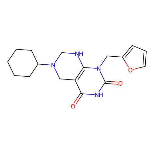 6-cyclohexyl-1-(furan-2-ylmethyl)-5,6,7,8-tetrahydropyrimido[4,5-d]pyrimidine-2,4(1H,3H)-dione structure