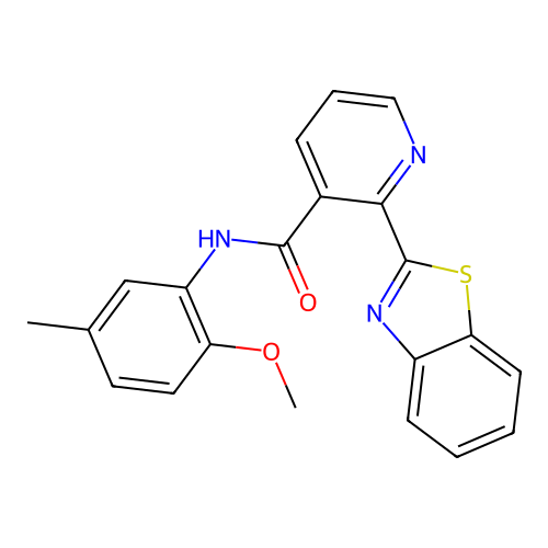2-(1,3-benzothiazol-2-yl)-N-(2-methoxy-5-methylphenyl)pyridine-3-carboxamide structure