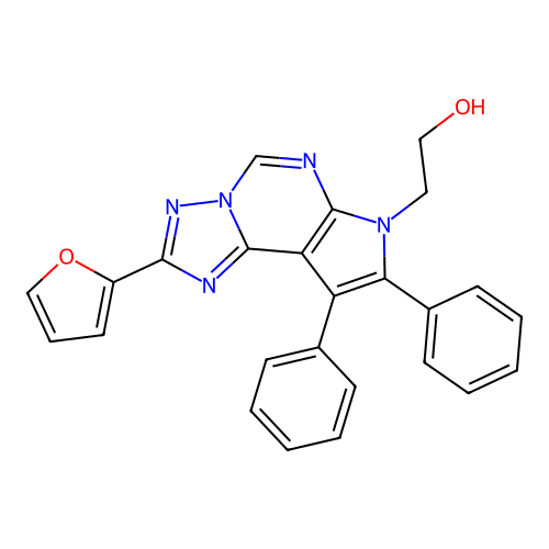 2-(2-(furan-2-yl)-8,9-diphenyl-7H-pyrrolo[3,2-e][1,2,4]triazolo[1,5-c]pyrimidin-7-yl)ethanol structure