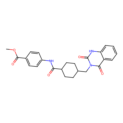 Methyl 4-[[4-[(2,4-dioxo-1H-quinazolin-3-yl)methyl]cyclohexanecarbonyl]amino]benzoate structure