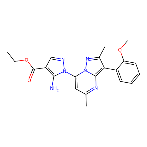 ethyl 5-amino-1-(3-(2-methoxyphenyl)-2,5-dimethylpyrazolo[1,5-a]pyrimidin-7-yl)-1H-pyrazole-4-carboxylate structure