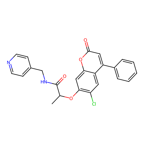 2-((6-chloro-2-oxo-4-phenyl-2H-chromen-7-yl)oxy)-N-(pyridin-4-ylmethyl)propanamide structure