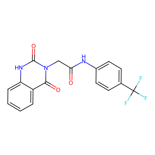 2-(2-hydroxy-4-oxoquinazolin-3(4H)-yl)-N-[4-(trifluoromethyl)phenyl]acetamide structure