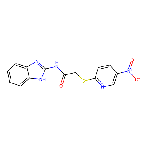 N-(1H-benzimidazol-2-yl)-2-[(5-nitropyridin-2-yl)sulfanyl]acetamide structure