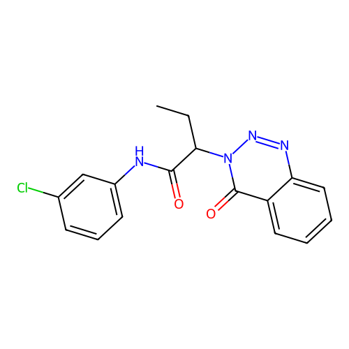 N-(3-chlorophenyl)-2-(4-oxo-1,2,3-benzotriazin-3(4H)-yl)butanamide structure