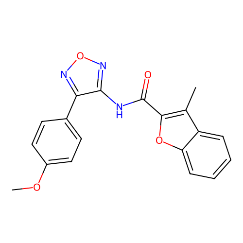 N-[4-(4-methoxyphenyl)-1,2,5-oxadiazol-3-yl]-3-methyl-1-benzofuran-2-carboxamide structure