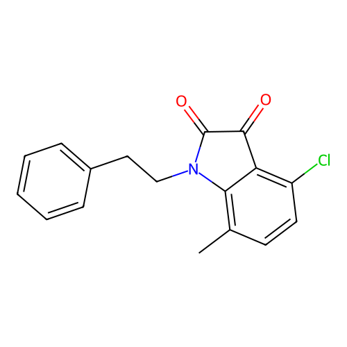 4-chloro-7-methyl-1-(2-phenylethyl)-1H-indole-2,3-dione structure