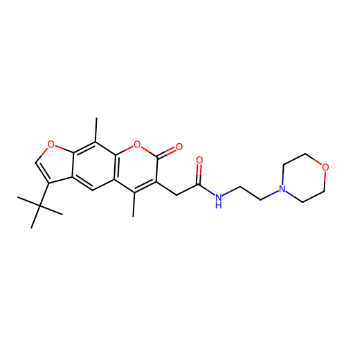 2-(3-(tert-butyl)-5,9-dimethyl-7-oxo-7H-furo[3,2-g]chromen-6-yl)-N-(2-morpholinoethyl)acetamide structure