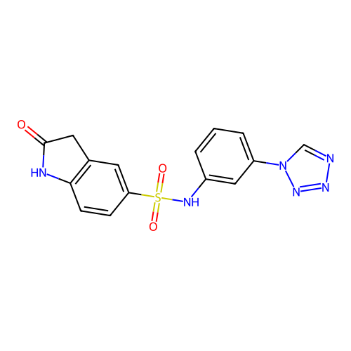 2-oxo-N-[3-(1H-tetrazol-1-yl)phenyl]-2,3-dihydro-1H-indole-5-sulfonamide structure
