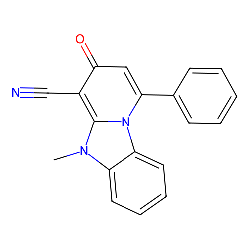 5-Methyl-3-oxo-1-phenyl-3,5-dihydropyrido[1,2-a]benzimidazole-4-carbonitrile structure
