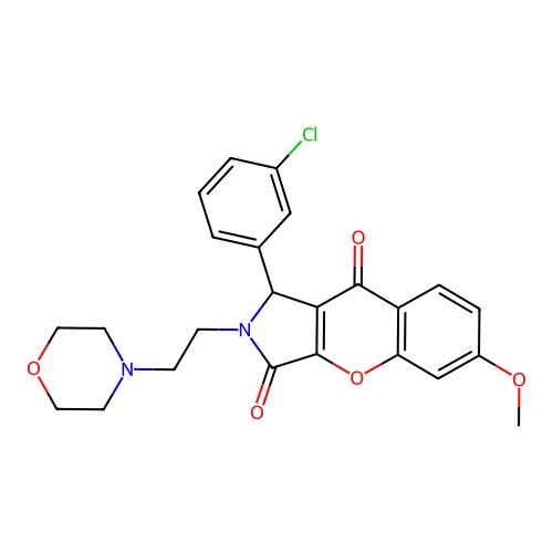 1-(3-chlorophenyl)-6-methoxy-2-[2-(morpholin-4-yl)ethyl]-1,2-dihydrochromeno[2,3-c]pyrrole-3,9-dione structure