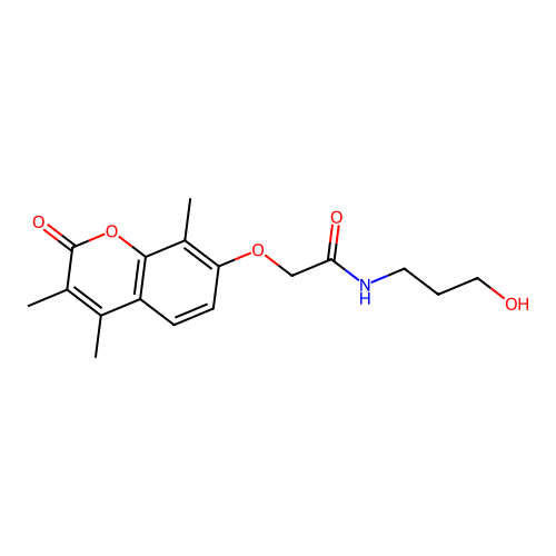 N-(3-hydroxypropyl)-2-((3,4,8-trimethyl-2-oxo-2H-chromen-7-yl)oxy)acetamide structure