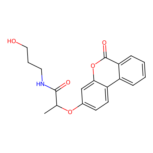 N-(3-hydroxypropyl)-2-((6-oxo-6H-benzo[c]chromen-3-yl)oxy)propanamide structure