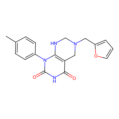 6-(furan-2-ylmethyl)-1-(p-tolyl)-5,6,7,8-tetrahydropyrimido[4,5-d]pyrimidine-2,4(1H,3H)-dione structure