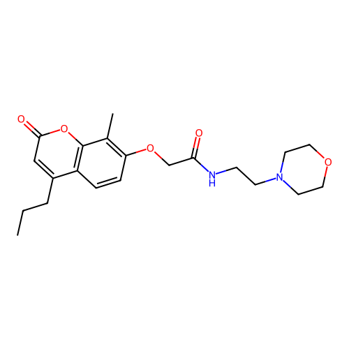 2-(8-methyl-2-oxo-4-propylchromen-7-yl)oxy-N-(2-morpholin-4-ylethyl)acetamide structure