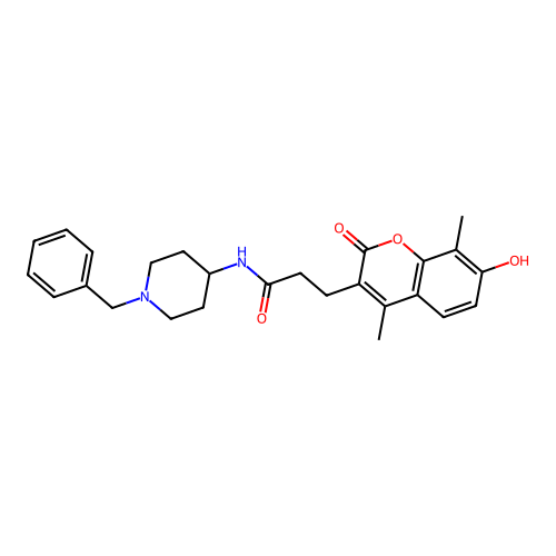 N-(1-benzylpiperidin-4-yl)-3-(7-hydroxy-4,8-dimethyl-2-oxo-2H-chromen-3-yl)propanamide structure