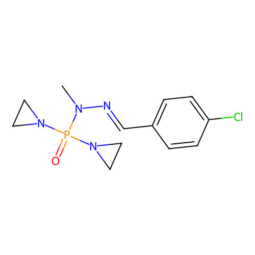 P,P-Bis(aziridin-1-yl)-N'-[(E)-(4-chlorophenyl)methylidene]-N-methylphosphinic hydrazide structure