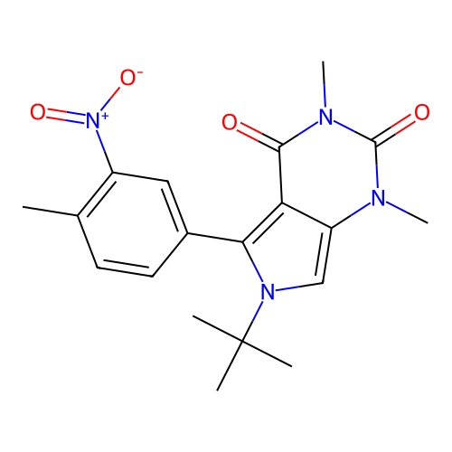 6-tert-butyl-1,3-dimethyl-5-(4-methyl-3-nitrophenyl)pyrrolo[3,4-d]pyrimidine-2,4-dione structure