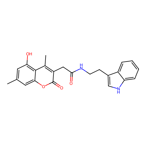 N-(2-(1H-indol-3-yl)ethyl)-2-(5-hydroxy-4,7-dimethyl-2-oxo-2H-chromen-3-yl)acetamide structure