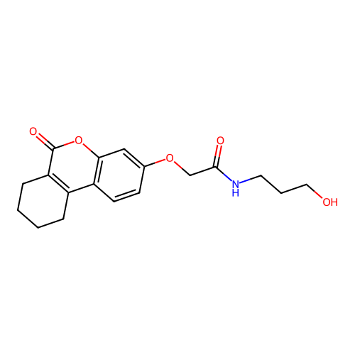 N-(3-hydroxypropyl)-2-((6-oxo-7,8,9,10-tetrahydro-6H-benzo[c]chromen-3-yl)oxy)acetamide structure