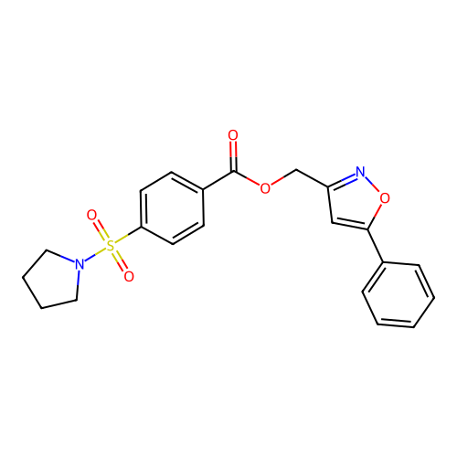 (5-Phenylisoxazol-3-yl)methyl 4-(pyrrolidin-1-ylsulfonyl)benzoate structure