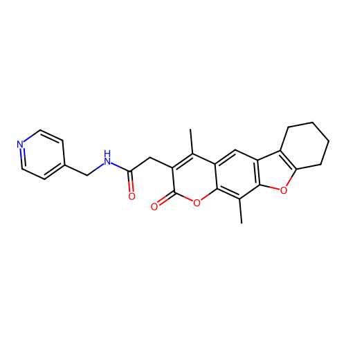 2-(4,11-dimethyl-2-oxo-6,7,8,9-tetrahydro-2H-benzofuro[3,2-g]chromen-3-yl)-N-(pyridin-4-ylmethyl)acetamide structure
