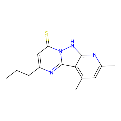 8,10-dimethyl-2-propylpyrido[2',3':3,4]pyrazolo[1,5-a]pyrimidine-4-thiol structure