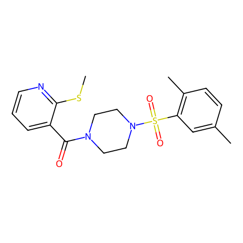 [4-(2,5-dimethylphenyl)sulfonylpiperazin-1-yl]-(2-methylsulfanylpyridin-3-yl)methanone structure